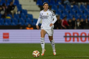 Madrid, İspanya - 23 Ocak 2025: FC Barcelona ile Atletico de Madrid arasında bayanlar Süper Kupa yarı finalleri. Gerçek Madrid oyuncuları. Kadın futbolu. Kız futbolu.