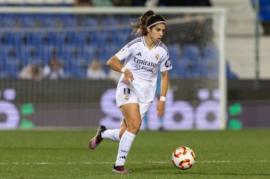 Madrid, İspanya - 23 Ocak 2025: FC Barcelona ile Atletico de Madrid arasında bayanlar Süper Kupa yarı finalleri. Gerçek Madrid oyuncuları. Kadın futbolu. Kız futbolu.