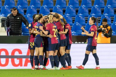 Madrid, İspanya - 23 Ocak 2025: FC Barcelona ile Atletico de Madrid arasında bayanlar Süper Kupa yarı finalleri. Kadın futbolu. Kız futbolu.