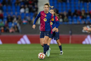 Madrid, İspanya - 23 Ocak 2025: FC Barcelona ile Atletico de Madrid arasında bayanlar Süper Kupa yarı finalleri. Kadın futbolu. Kız futbolu.