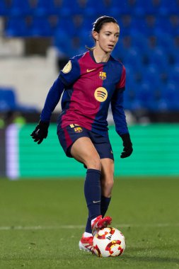 Madrid, İspanya - 23 Ocak 2025: FC Barcelona ile Atletico de Madrid arasında bayanlar Süper Kupa yarı finalleri. Kadın futbolu. Kız futbolu.
