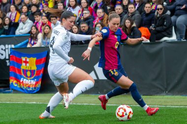 Madrid, İspanya - 26 Ocak 2025: Madrid 'de FC Barcelona ile Real Madrid arasında oynanan Bayanlar Süper Kupası Finali. Kadın futbol klasiği. FC Barcelona kazandı..