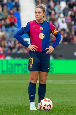 Madrid, İspanya - 26 Ocak 2025: Madrid 'de FC Barcelona ile Real Madrid arasında oynanan Bayanlar Süper Kupası Finali. Kadın futbol klasiği. FC Barcelona kazandı..