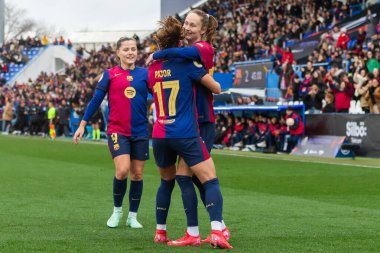 Madrid, İspanya - 26 Ocak 2025: Madrid 'de FC Barcelona ile Real Madrid arasında oynanan Bayanlar Süper Kupası Finali. Kadın futbol klasiği. FC Barcelona kazandı..