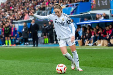 Madrid, İspanya - 26 Ocak 2025: Madrid 'de FC Barcelona ile Real Madrid arasında oynanan Bayanlar Süper Kupası Finali. Kadın futbol klasiği. FC Barcelona kazandı..