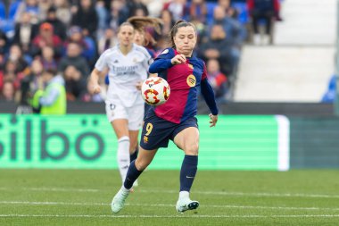 Madrid, İspanya - 26 Ocak 2025: Madrid 'de FC Barcelona ile Real Madrid arasında oynanan Bayanlar Süper Kupası Finali. Kadın futbol klasiği. FC Barcelona kazandı..