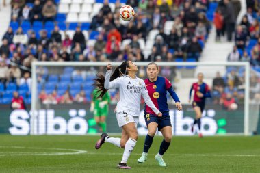 Madrid, İspanya - 26 Ocak 2025: Madrid 'de FC Barcelona ile Real Madrid arasında oynanan Bayanlar Süper Kupası Finali. Kadın futbol klasiği. FC Barcelona kazandı..