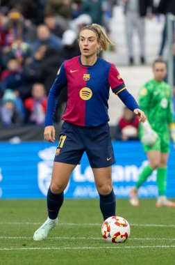 Madrid, İspanya - 26 Ocak 2025: Madrid 'de FC Barcelona ile Real Madrid arasında oynanan Bayanlar Süper Kupası Finali. Kadın futbol klasiği. FC Barcelona kazandı..