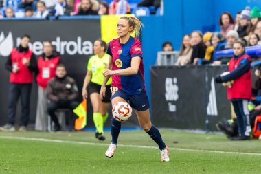 Madrid, İspanya - 26 Ocak 2025: Madrid 'de FC Barcelona ile Real Madrid arasında oynanan Bayanlar Süper Kupası Finali. Kadın futbol klasiği. FC Barcelona kazandı..