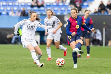 Madrid, Spain - January 26, 2025: Women's Spanish Super Cup Final between FC Barcelona and Real Madrid played in Madrid. Women's football classic. FC Barcelona wins. clipart