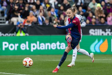 Madrid, İspanya - 26 Ocak 2025: Madrid 'de FC Barcelona ile Real Madrid arasında oynanan Bayanlar Süper Kupası Finali. Kadın futbol klasiği. FC Barcelona kazandı..