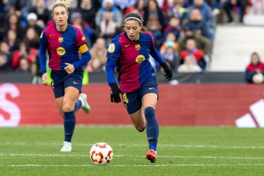 Madrid, İspanya - 26 Ocak 2025: Madrid 'de FC Barcelona ile Real Madrid arasında oynanan Bayanlar Süper Kupası Finali. Kadın futbol klasiği. FC Barcelona kazandı..