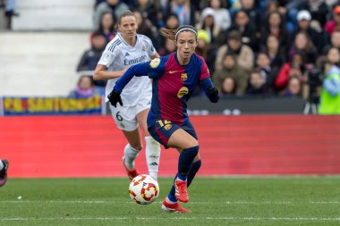 Madrid, İspanya - 26 Ocak 2025: Madrid 'de FC Barcelona ile Real Madrid arasında oynanan Bayanlar Süper Kupası Finali. Kadın futbol klasiği. FC Barcelona kazandı..
