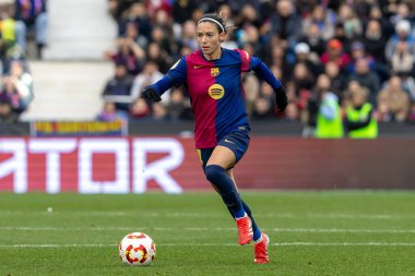 Madrid, İspanya - 26 Ocak 2025: Madrid 'de FC Barcelona ile Real Madrid arasında oynanan Bayanlar Süper Kupası Finali. Kadın futbol klasiği. FC Barcelona kazandı..