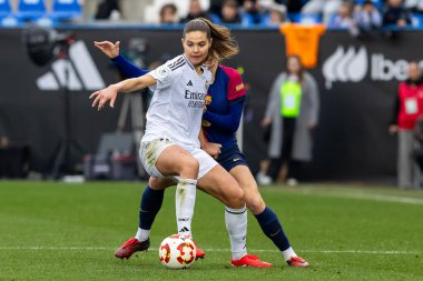 Madrid, İspanya - 26 Ocak 2025: Madrid 'de FC Barcelona ile Real Madrid arasında oynanan Bayanlar Süper Kupası Finali. Kadın futbol klasiği. FC Barcelona kazandı..