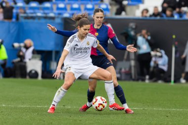 Madrid, İspanya - 26 Ocak 2025: Madrid 'de FC Barcelona ile Real Madrid arasında oynanan Bayanlar Süper Kupası Finali. Kadın futbol klasiği. FC Barcelona kazandı..