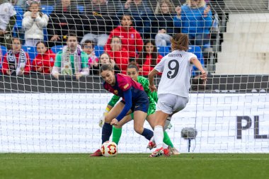 Madrid, İspanya - 26 Ocak 2025: Madrid 'de FC Barcelona ile Real Madrid arasında oynanan Bayanlar Süper Kupası Finali. Kadın futbol klasiği. FC Barcelona kazandı..