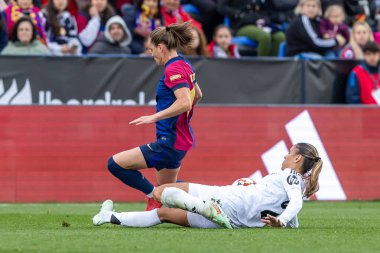 Madrid, İspanya - 26 Ocak 2025: Madrid 'de FC Barcelona ile Real Madrid arasında oynanan Bayanlar Süper Kupası Finali. Kadın futbol klasiği. FC Barcelona kazandı..