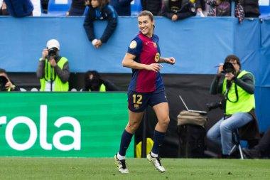 Madrid, İspanya - 26 Ocak 2025: Madrid 'de FC Barcelona ile Real Madrid arasında oynanan Bayanlar Süper Kupası Finali. Kadın futbol klasiği. FC Barcelona kazandı..