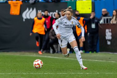 Madrid, İspanya - 26 Ocak 2025: Madrid 'de FC Barcelona ile Real Madrid arasında oynanan Bayanlar Süper Kupası Finali. Kadın futbol klasiği. FC Barcelona kazandı..