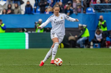Madrid, İspanya - 26 Ocak 2025: Madrid 'de FC Barcelona ile Real Madrid arasında oynanan Bayanlar Süper Kupası Finali. Kadın futbol klasiği. FC Barcelona kazandı..