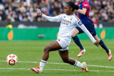 Madrid, İspanya - 26 Ocak 2025: Madrid 'de FC Barcelona ile Real Madrid arasında oynanan Bayanlar Süper Kupası Finali. Kadın futbol klasiği. FC Barcelona kazandı..
