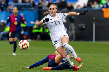 Madrid, İspanya - 26 Ocak 2025: Madrid 'de FC Barcelona ile Real Madrid arasında oynanan Bayanlar Süper Kupası Finali. Kadın futbol klasiği. FC Barcelona kazandı..