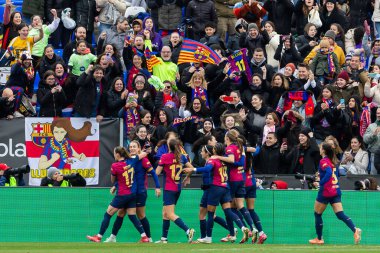Madrid, İspanya - 26 Ocak 2025: Madrid 'de FC Barcelona ile Real Madrid arasında oynanan Bayanlar Süper Kupası Finali. Kadın futbol klasiği. FC Barcelona kazandı..
