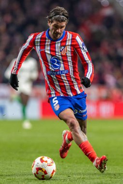 Madrid, 4 Şubat 2025: Atletico de Madrid ile Getafe FC arasında oynanan Copa del Rey maçı. Copa del Rey çeyrek final. Atletico de Madrid oyuncuları. Profesyonel futbol..