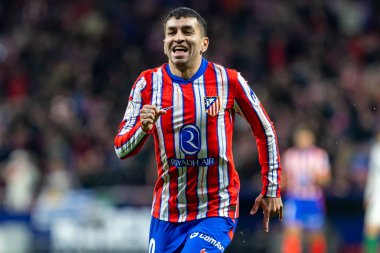 Madrid, 4 Şubat 2025: Atletico de Madrid ile Getafe FC arasında oynanan Copa del Rey maçı. Copa del Rey çeyrek final. Atletico de Madrid oyuncuları. Profesyonel futbol..