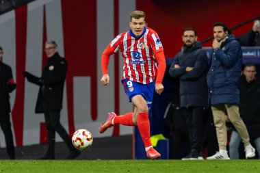 Madrid, 4 Şubat 2025: Atletico de Madrid ile Getafe FC arasında oynanan Copa del Rey maçı. Copa del Rey çeyrek final. Atletico de Madrid oyuncuları. Profesyonel futbol..