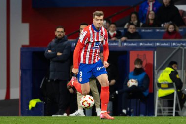 Madrid, 4 Şubat 2025: Atletico de Madrid ile Getafe FC arasında oynanan Copa del Rey maçı. Copa del Rey çeyrek final. Atletico de Madrid oyuncuları. Profesyonel futbol..
