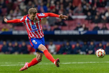 Madrid, 4 Şubat 2025: Atletico de Madrid ile Getafe FC arasında oynanan Copa del Rey maçı. Copa del Rey çeyrek final. Atletico de Madrid oyuncuları. Profesyonel futbol..