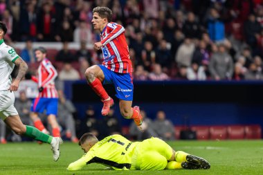 Madrid, 4 Şubat 2025: Atletico de Madrid ile Getafe FC arasında oynanan Copa del Rey maçı. Copa del Rey çeyrek final. Atletico de Madrid oyuncuları. Profesyonel futbol..