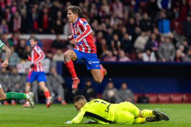 Madrid, 4 Şubat 2025: Atletico de Madrid ile Getafe FC arasında oynanan Copa del Rey maçı. Copa del Rey çeyrek final. Atletico de Madrid oyuncuları. Profesyonel futbol..