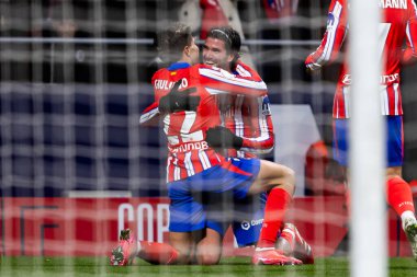 Madrid, 4 Şubat 2025: Atletico de Madrid ile Getafe FC arasında oynanan Copa del Rey maçı. Copa del Rey çeyrek final. Atletico de Madrid oyuncuları. Profesyonel futbol..