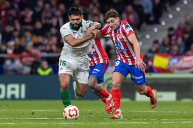 Madrid, 4 Şubat 2025: Atletico de Madrid ile Getafe FC arasında oynanan Copa del Rey maçı. Copa del Rey çeyrek final. Atletico de Madrid oyuncuları. Profesyonel futbol..