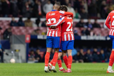 Madrid, 4 Şubat 2025: Atletico de Madrid ile Getafe FC arasında oynanan Copa del Rey maçı. Copa del Rey çeyrek final. Atletico de Madrid oyuncuları. Profesyonel futbol..