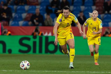 Valencia, İspanya - 21 Şubat 2025: İspanya milli takımı ile Belçika milli takımı arasındaki maç Valencia 'da oynandı. UEFA Kadın Milletler Ligi. Belçika milli futbol takımının oyuncuları.