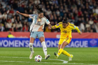 Valencia, İspanya - 21 Şubat 2025: İspanya milli takımı ile Belçika milli takımı arasındaki maç Valencia 'da oynandı. UEFA Kadın Milletler Ligi. Belçika milli futbol takımının oyuncuları.