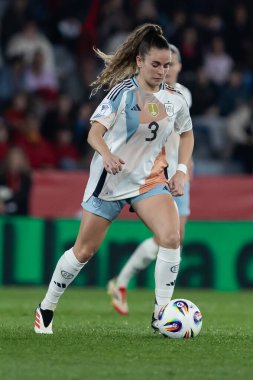 Valencia, İspanya - 21 Şubat 2025: İspanya milli takımı ile Belçika milli takımı arasındaki maç Valencia 'da oynandı. UEFA Kadın Milletler Ligi. İspanyol milli futbol takımının oyuncuları.