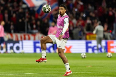 Madrid, İspanya - 12 Mart 2025: Atletico Madrid ile Real Madrid arasındaki Şampiyonlar Ligi maçı başkentte oynandı. Avrupa Şampiyonları. İspanyol Euroderby.