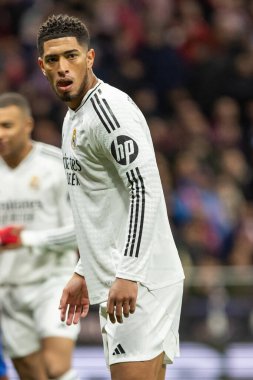 Madrid, İspanya - 12 Mart 2025: Atletico Madrid ile Real Madrid arasındaki Şampiyonlar Ligi maçı başkentte oynandı. Avrupa Şampiyonları. İspanyol Euroderby.