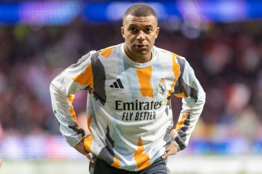 Madrid, İspanya - 12 Mart 2025: Atletico Madrid ile Real Madrid arasındaki Şampiyonlar Ligi maçı başkentte oynandı. Avrupa Şampiyonları. İspanyol Euroderby.