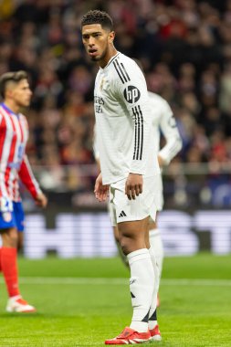 Madrid, İspanya - 12 Mart 2025: Atletico Madrid ile Real Madrid arasındaki Şampiyonlar Ligi maçı başkentte oynandı. Avrupa Şampiyonları. İspanyol Euroderby.