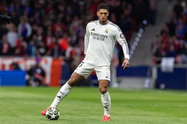 Madrid, İspanya - 12 Mart 2025: Atletico Madrid ile Real Madrid arasındaki Şampiyonlar Ligi maçı başkentte oynandı. Avrupa Şampiyonları. İspanyol Euroderby.