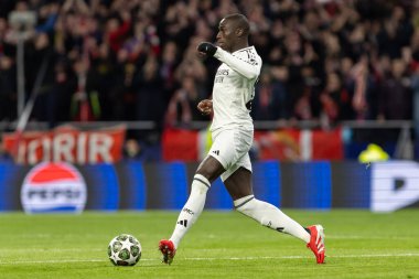 Madrid, İspanya - 12 Mart 2025: Atletico Madrid ile Real Madrid arasındaki Şampiyonlar Ligi maçı başkentte oynandı. Avrupa Şampiyonları. İspanyol Euroderby.