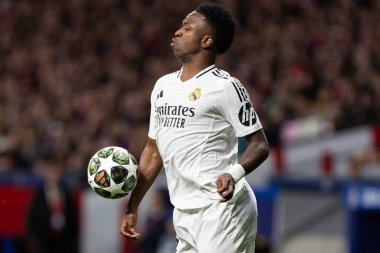 Madrid, İspanya - 12 Mart 2025: Atletico Madrid ile Real Madrid arasındaki Şampiyonlar Ligi maçı başkentte oynandı. Avrupa Şampiyonları. İspanyol Euroderby.