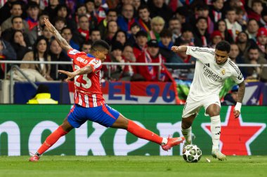 Madrid, İspanya - 12 Mart 2025: Atletico Madrid ile Real Madrid arasındaki Şampiyonlar Ligi maçı başkentte oynandı. Avrupa Şampiyonları. İspanyol Euroderby.