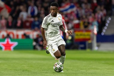 Madrid, İspanya - 12 Mart 2025: Atletico Madrid ile Real Madrid arasındaki Şampiyonlar Ligi maçı başkentte oynandı. Avrupa Şampiyonları. İspanyol Euroderby.
